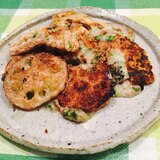 蓮根のもんじゃ焼き風